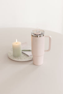 AYA&IDA - Thermo Cup with Straw - SOFT ROSE - 885ML