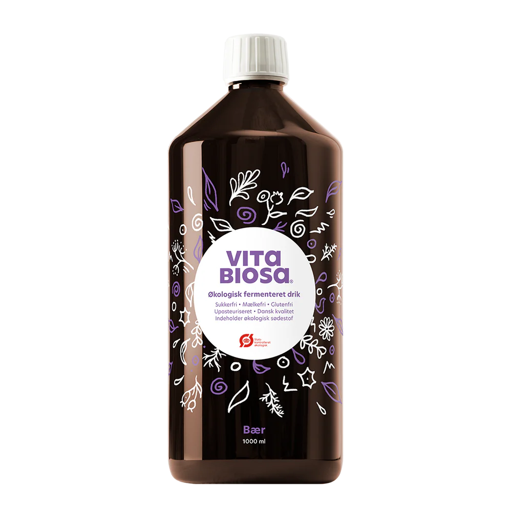 VITA BIOSA - BÆR - 500ml / 1000ml / 3 Liter (økologisk drik fermenteret med kulturer af bifido- og mælkesyrebakterier, ekstrakt fra 19 økologiske urter)