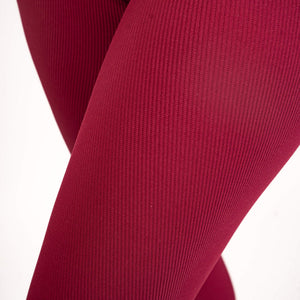 BARA - Burgundy Ribbed Seamless Tights