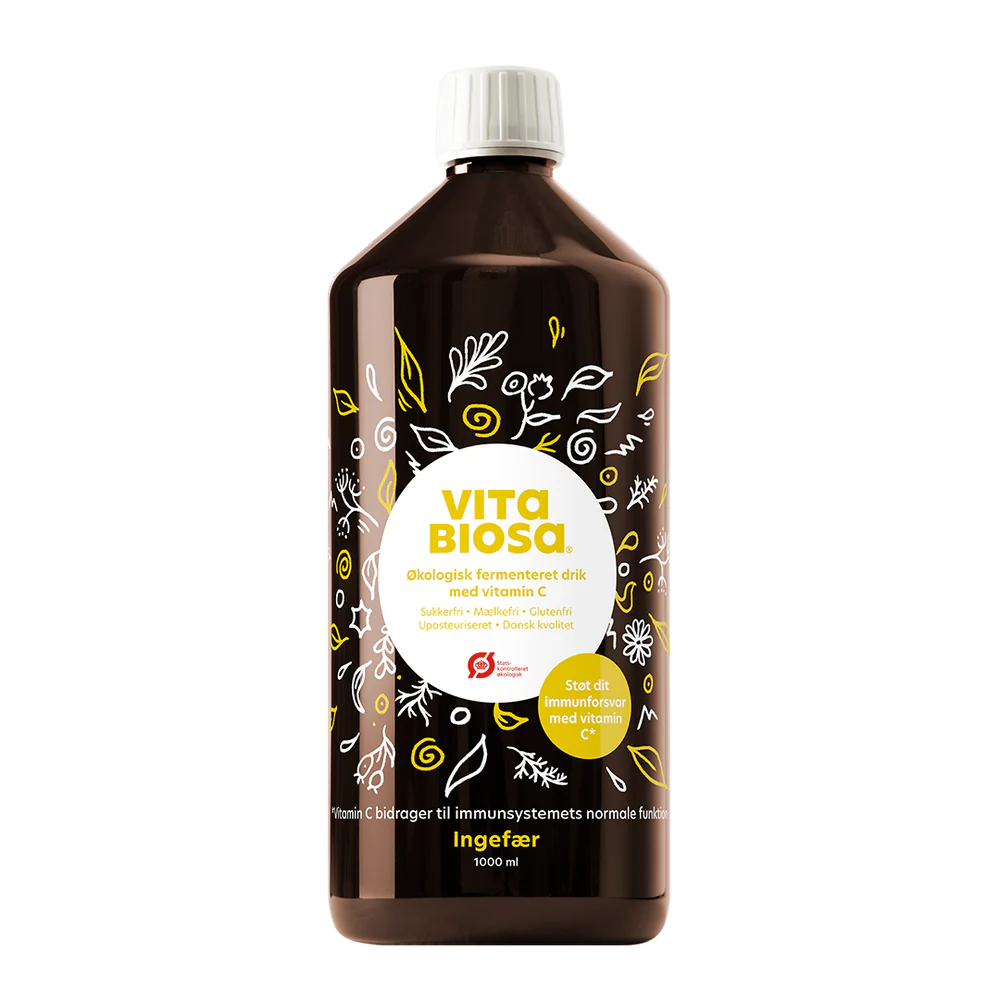 VITA BIOSA - INGEFÆR - 500ml / 1000ml / 3 Liter bag-in-box (økologisk drik fermenteret med kulturer af bifido- og mælkesyrebakterier, ekstrakt fra 19 økologiske urter)