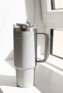 AYA&IDA - Thermo Cup with Straw - Light Grey - 885ML